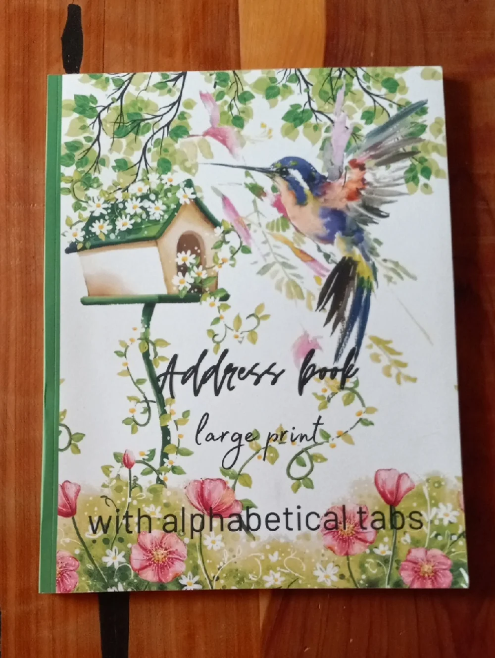 Spring Floral Hummingbird Large Print Address Book New